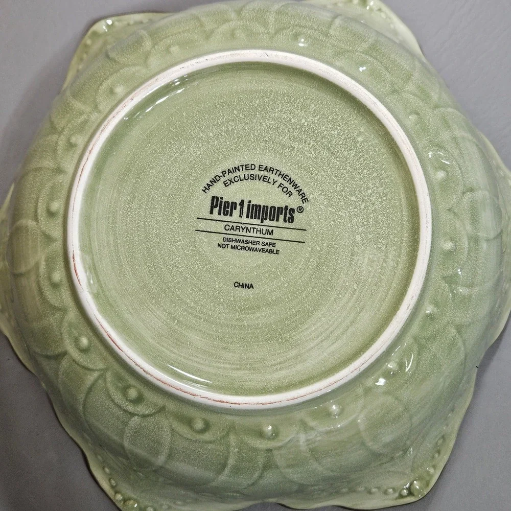 Pier 1 Imports Carynthum Hand Painted Earthenware Floral Serving Bowl